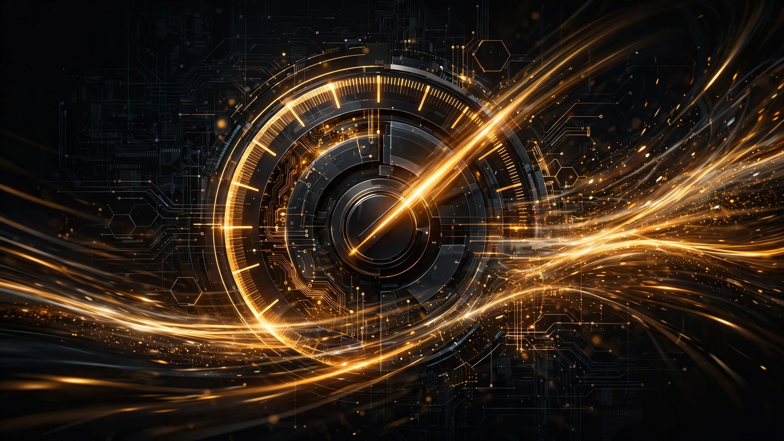 Abstract speedometer representing fast loading WordPress websites